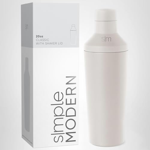 Simple Modern Cocktail Shaker Set with Jigger Lid | Stainless Steel Boston Shaker Insulated Martini Mixer for Mocktails | Gifts for Men Women Him Her | Classic Collection | 20oz | Almond Birch
