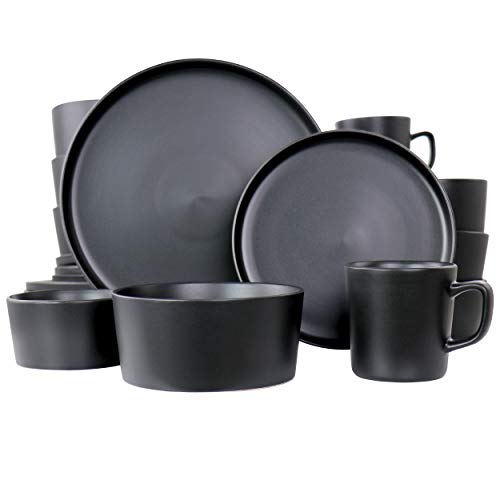 Elama Luxmatte Contemporary Dinnerware Set (1, Black)