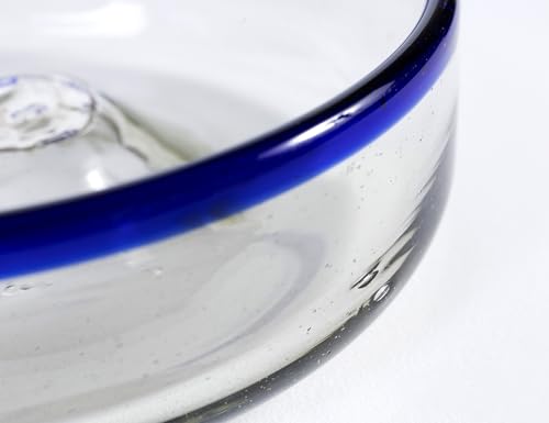 Handmade con Amor Hand Blown Margarita Sat Rimmer, Cobalt-Blue Rim - Mexican glassware