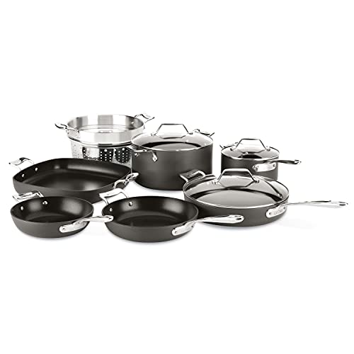All-Clad Essentials Hard Anodized Nonstick Cookware Set 10 Piece Oven Safe 350F Pots and Pans Black