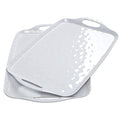 TP Serving Trays with Handles, 17 x 12 Inch Melamine Serving Platters for Food, Meat, Set of 2 Rectangular Trays for Eating, Pure White