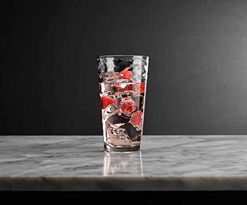 Glaver's Hammered Glass Cups. Cocktail Drinking Glasses Set of 6 Tall Kitchen Glasses, 17 oz Water Glassware For Bar, Juice, Beer, Iced Tea, Everyday Cordial Glasses Drinkware.