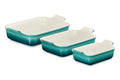 Le Creuset Stoneware Heritage 3-Piece Rectangular Baking Dish Set, Riviera