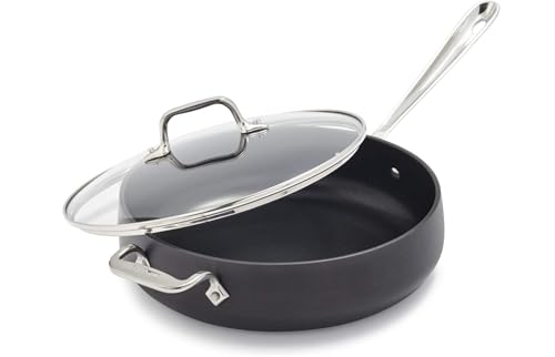 All-Clad HA1 Hard Anodized Nonstick Sauté Pan 4 Quart Induction Oven Broiler Safe 500F Pots and Pans, Cookware Black