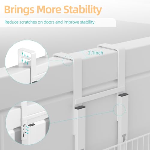 6 Tier Over the Door Pantry Organizer, Foldable Metal Over the Door Hanging Spice Rack with 6 Baskets, Adjustable Hanging Storage Rack for Kitchen, Bedroom, Laundry Room, Bathroom Essentials, White