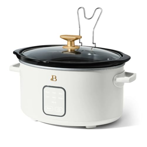 4-Quart Slow Cooker with Touch-Activated Display, Programmable Digital Controls, Removable Non-Stick Pot, Keep Warm Function (White Icing)
