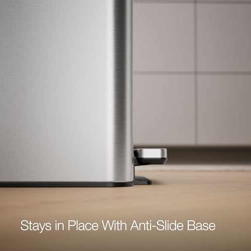Kohler 20941-ST 8 Gallon Tall Hands-Free Kitchen Step Can, Trash Can with Foot Pedal, Quiet-Close Lid, Stainless Steel