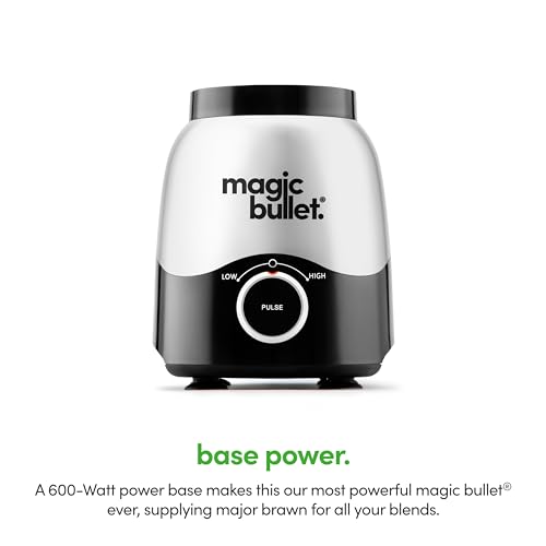 magic bullet Combo Blender, 600W, 48oz Pitcher, 16oz Cup with To-Go Lid, Easy Cleaning, Cross Blade, for Smoothies, Sauces, Shakes, Salsa, Hot Blends, Silver, MBF50200