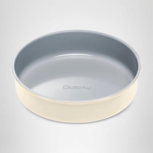 Caraway 9” Circle Pan - Non-Stick Ceramic Coating - Free From Forever Chemicals - Perfect for Birthday Cakes, Tartes, & More - Cream