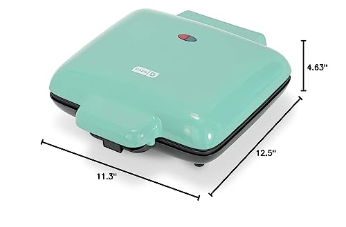 DASH No-Drip Waffle Maker: Waffle Iron 1200W + Waffle Maker Machine For Waffles, Hash Browns, or Any Breakfast, Lunch, & Snacks with Easy Clean, Non-Stick + Mess Free Sides - Aqua