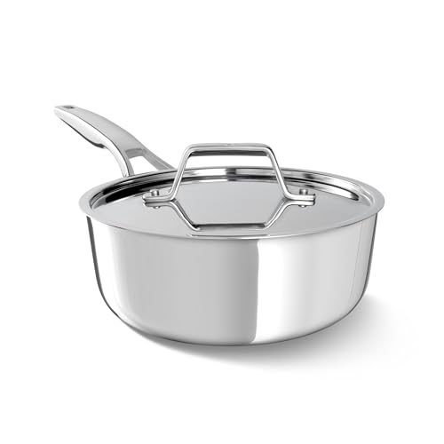 Calphalon Premier Polished 5-Ply Stainless Steel Cookware w/Turbo Heat Tech 2.5Qt Chef's Pan with Lid