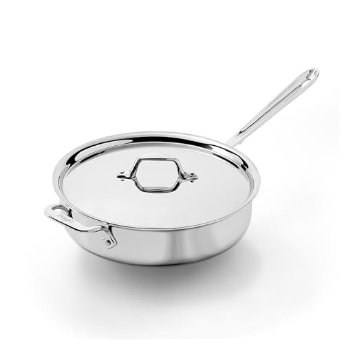 All-Clad D3 Stainless Steel 4 Quart Saute Pan With Lid- Made in the USA- The Original Bonded Professional Cookware- Oven