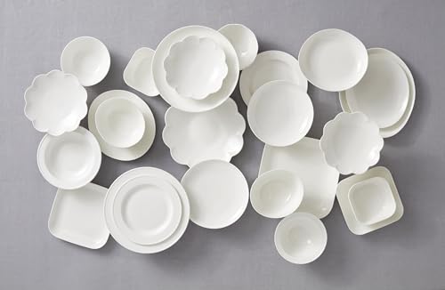 Lenox Dinnerware Set, Studio 1414 Coupe 16-Piece Set, Service For 4, Bone China Material, Dishwasher & Microwave Safe, Home And Kitchen, Kitchen And Dining, Plates And Bowls Sets (White, 16 Pieces)