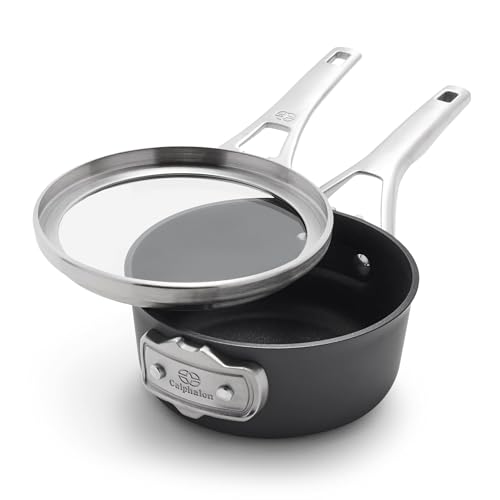 Calphalon Premier Space Saving 1.5 Quart Sauce Pan with Lid, Hard-Anodized Nonstick Cookware with MineralShield