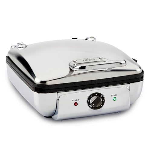 All-Clad Stainless Steel Waffle Maker 4 Section, Thick Belgium Waffle Makers, Upright Storage 1600 Watts