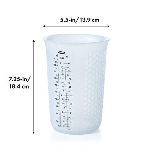 OXO Good Grips 4-Cup Squeeze & Pour Silicone Measuring Cup with Stay-Cool Pattern