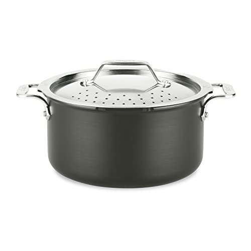 All-Clad HA1 Hard Anodized Nonstick Stockpot, Multi-Pot with Strainer 6 Quart Oven Broiler Safe 500F