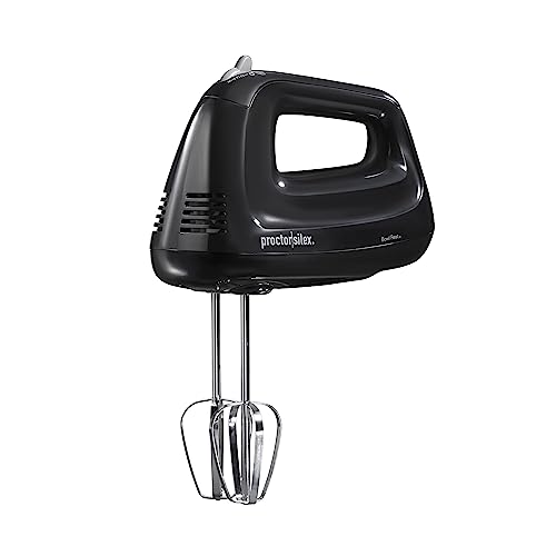 Proctor Silex Easy Mix 5-Speed Electric Hand Mixer with Bowl Rest, Compact and Lightweight, 215 Watts of Peak Power, Black (62511)