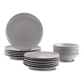 Amazon Basics 18-Piece Stoneware Dinnerware Set, Service for 6, Microwave and Dishwasher Safe, Plates and Bowls for Everyday Use, Smokey Grey