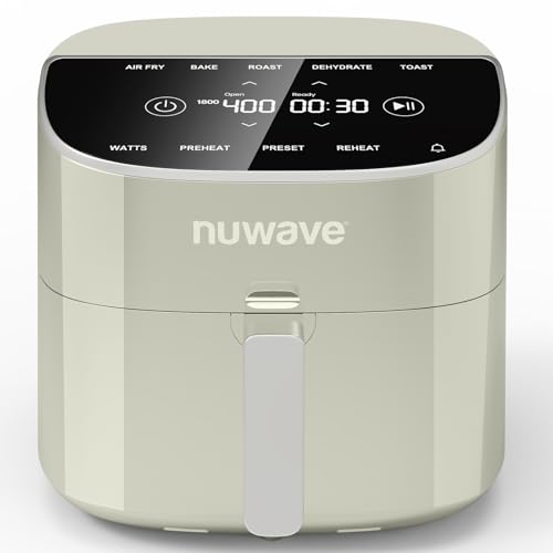 Nuwave Brio Plus 8 Qt Air Fryer, PFAS Free, New & Improved, Digital Touch Screen, Cool White