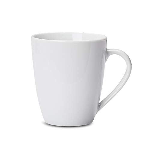 Amazon Basics Porcelain Heat Resistant Coffee Mugs, Microwave and Oven Safe, 12 oz, White, 12 Count