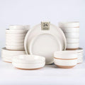 AmorArc Ceramic Dinnerware Sets with Pasta Bowls for 6, Handpainted Plates and Bowls Set with Rustic Terracotta Underside, Scratch Resistant Dishes Set, Dishwasher & Microwave Safe, 24 Pcs