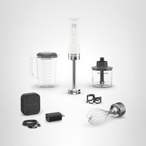KitchenAid Go Cordless Hand Blender with Accessories - Battery Included, KHBRV75, Porcelain White
