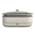 bella 6.0 QT Multi-Cooker, Ceramic Nonstick Coating, 4-in-1 Versatility, 4 cooking functions, Slow Cook, Sear, Saute, Steam, Serves 7 people, Dishwasher Safe Pot & Tempered Glass Lid, Tangle Free Cord Wrap, Oatmilk