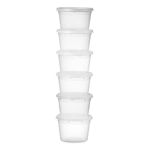 48 Pack Plastic Deli Containers with Lids (16, 32 oz 24 Each) - Food Storage Containers with Lids - Clear Disposable Meal Prep Containers, BPA Free, Stackable, Leakproof, Microwave and Freezer Safe