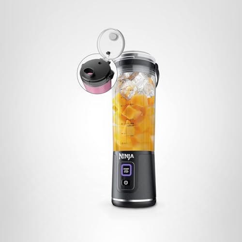 Ninja Blast Portable Blender, Cordless, 18oz. Vessel, Personal Blender For-Shakes and Smoothies, BPA Free, Leakproof-Lid and Sip Spout, USB-C Rechargeable, Dishwasher Safe, Metallic Black, BC151MB