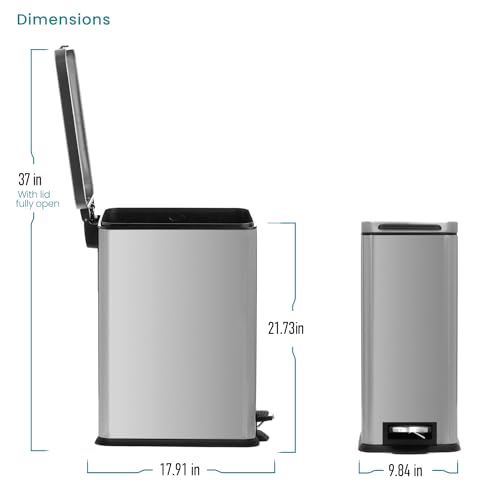 Home Zone Living 8 Gallon Kitchen Trash Can with Slim Fit Design