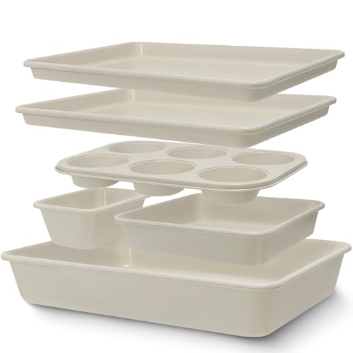 Baking Pans Set, Nonstick Bakeware Sets, Oven Pans for Cooking, AIVIKI 6 Pieces Baking Set Including Cookie