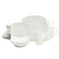 Gibson Home Zen Buffet White Porcelain Dinnerware Set for 4, Square Plates Bowls and Mugs, Chip and Scratch Resistant, Dishwasher and Microwave Safe, 16 Piece
