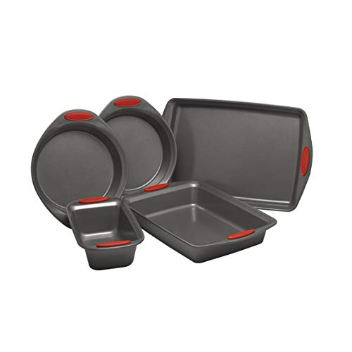 Rachael Ray Nonstick Bakeware with Grips includes Nonstick Bread Pan, Baking Pan, Cake Pans and Cookie Sheet / Baking