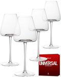 iridisenti Hand-Blown 18OZ Crystal Wine Glasses Set of 4, Lead-Free Crystal Glasses with Unique Bottom Design for Red, White Wine, 530ml