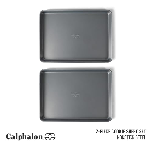 Calphalon Titan Cookie Sheet 2-Pack Set, 12 x 17 Inch Nonstick Baking Sheets, Cookie Baking Sheet, Metal Baking Sheet, PFOA-Free for Even Baking, Durable Design