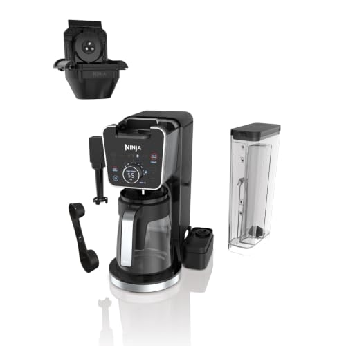 Ninja CFP301 DualBrew Pro Specialty 12-Cup Drip Maker with Glass Carafe, Single-Serve for Coffee Pods or Grounds, with 4 Brew Styles, Frother & Separate Hot Water System, Black