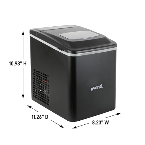 Avanti Ice Maker Mighty Ice Countertop Design Makes 26 Pounds of Bullet-Shaped Ice Cubes in 24 Hours, Digital Touch Controls and Self Cleaning Function, Includes Scoop, Black
