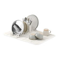 Umbra UDry Dish Drying Rack with Mat – Kitchen Countertop Dish Drainer & Absorbent Microfiber Drying Mat, Foldable Dish Rack Organizer for Plates, Cups & Utensils, Sand