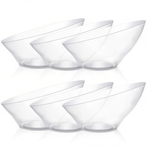 BESTVIP 54oz Clear Plastic Serving Bowls for Party - 12 Pack Angled Disposable Serving Bowls, Party for Chips, Snacks, Fruit, Salad - Bowls for Parties, Daily Use, Catering, Christmas