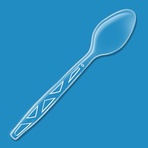 Amazon Basics Disposable Clear Plastic Spoons, Premium Quality, 100 Count, Large Pack, Packaging May Vary