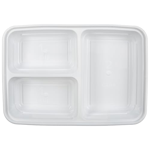 GoodCook Food Storage Containers for Meal Prep Rectangle Three Compartments & Made without BPA, 20-Piece, White