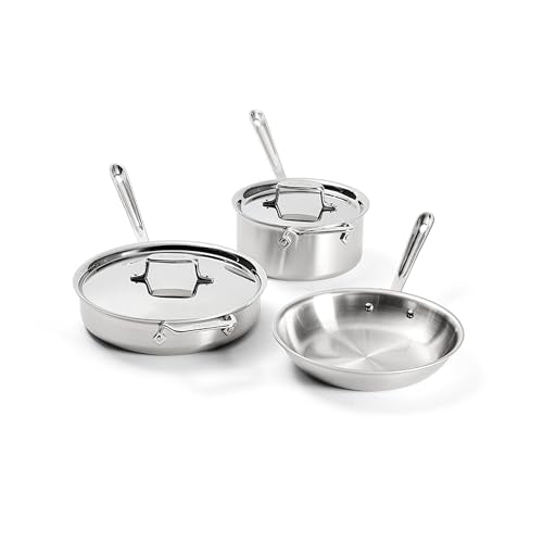 All-Clad D5 Stainless Steel Core 5 Piece Cookware Set- Made in USA- The Upgrade for Supremely Even Heat- Includes Frying