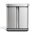 simplehuman Step Recycler, 58L / 15.3 Gallon Dual Compartment Kitchen Trash Can, 150,000-Step Pedal, Lid Shox® Technology, Liner Rim System, Liner Pocket®, Brushed Stainless Steel with Plastic Lid
