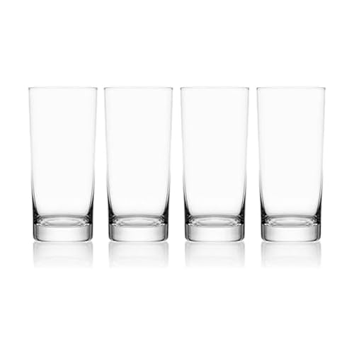 Mikasa Lana Tall Beverage Highball Glass Cups, Set of 4, 16 Ounce, Clear