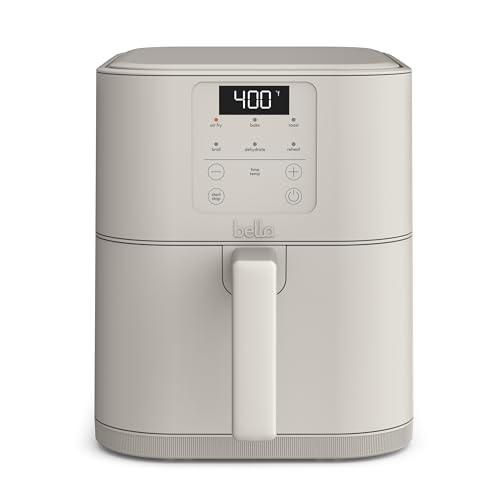 bella 6 Qt Slim Air Fryer, Fits-anywhere Kitchenware, EverGood Ceramic Nonstick Coating, Adjustable