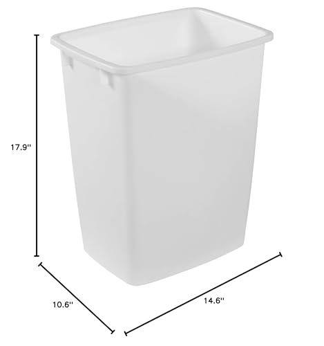 Rubbermaid Small Kitchen Bathroom Trash Can, 9 Gallons, White, Waste Basket for Under Counter/Kitchen/Office/Bedroom/Bathroom
