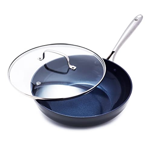 Blue Diamond Cookware Hard Anodized Ceramic Nonstick, 11" Frying Pan Skillet with Lid, PFAS-Free, Dishwasher Safe, Oven