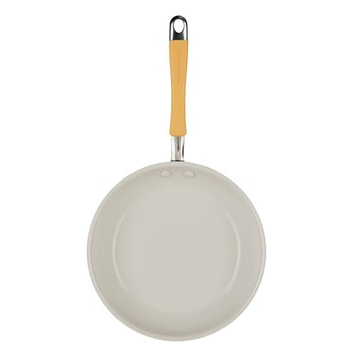 Rachael Ray Cucina Ceramic Nonstick Pots and Pans Set with Saucepans, Frying Pans, Stockpot, Lids, and Pan Protectors, 10 Piece Non Stick Cookware Set, Dishwasher Safe - Turmeric Yellow