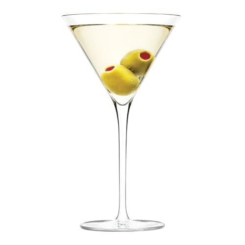 Libbey Signature Kentfield Martini Glasses Set of 4, 10 oz Lead-Free Clear Stemmed Cocktail Glasses, Dishwasher Safe Martini Cups for Weddings & Parties